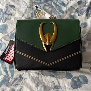 Marvel Green and Black Crossbody Bag with Gold Accent